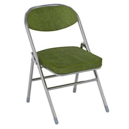 4pcs Corduroy Folding Chair Set - 41x41x79cm Portable Folding Chairs, Comfortable Padded Seat, for Indoors, Outdoors, Patio - Sturdy, Space-Saving, Seat Height 45cm (Olive Green), Compact Dining Seating, Space Saving Chairs,
