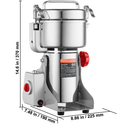 Elektrische Kruidenmaler – Specerijenmolen – Graanmaler – Meelmaker – Droogmaler – 1000g Inhoud – 2400W Krachtige Motor