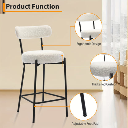 Barkrukken – Barstoelen – Keukenstoelen – Huisbarstoelen – Barkrukken Met Rugleuning – Set Van 2 – Stevig Metalen A-Frame – Comfortabele Gecushionde Zitting – Zithoogte 66 cm