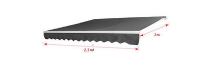 Uitschuifbare Zonwering – Balkonzonwering – Knikarmscherm – Handbediende Zonnescherm – Terraszonwering – Afmeting 250x200 cm – Aluminium Frame – Duurzaam Polyester Doek