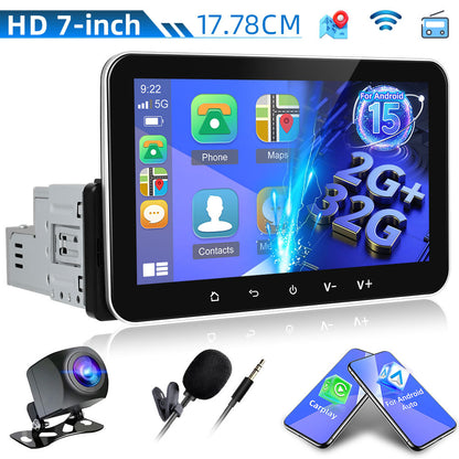 1 DIN Android Autoradio – Auto Multimedia Systeem – Inbouw Radio – Car Stereo – Navigatie Systeem – 7” HD IPS Touchscreen – Draadloze Connectiviteit & Achteruitrijcamera Ondersteuning