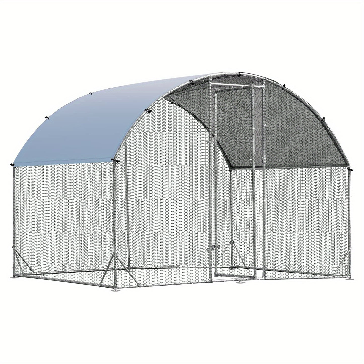 Kippenhok – Kippenren – Pluimveekooien – Buitenren – Dierenhok – Grote Ren 190x280x195 cm – Gegalvaniseerd Metaal – Weerbestendig & Veilig met Slot