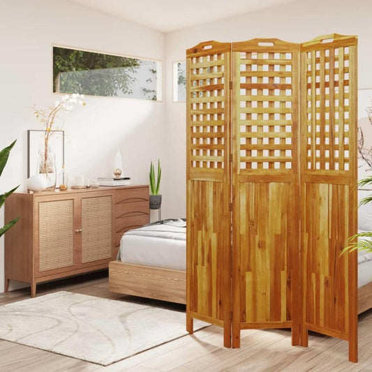 Partition Wall with 3 Panels Measuring 121.5X2X180 Cm Made of Acacia Wood.