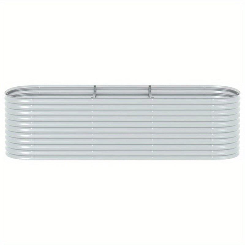 Plantenbak – Bloembak – Tuinbak – Geïntegreerde Tuinbak – Verhoogd Plantenbed – Verzinkt Staal – 320x80x81 cm – Zilver Argento