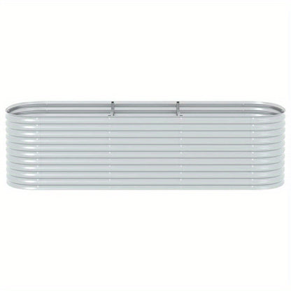Plantenbak – Bloembak – Tuinbak – Geïntegreerde Tuinbak – Verhoogd Plantenbed – Verzinkt Staal – 320x80x81 cm – Zilver Argento