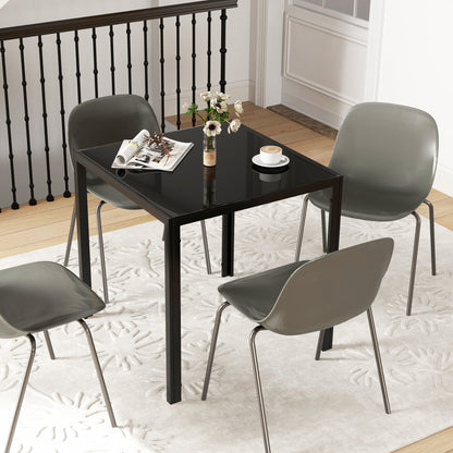 Eettafel – Keukentafel – Dinertafel – Tafel – Vierkante Tafel – Gehard Glas – Metalen Frame – 75x75x75 cm – Zwart