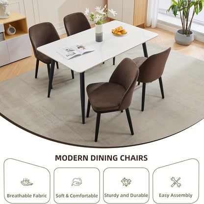 Eetkamerstoelen Set 6 – Stoelen, Keukenstoelen, Dining Chairs, Lunchstoelen – Modern Design – Dikke Kussens – Linnen Bekleding – Kunsthouten Poten – Comfortabel – Duurzaam