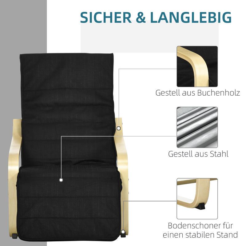 Relaxfauteuil – Verstelbare Fauteuil – Lounge Chair – Relaxstoel – Stoel Met Voetensteun – Stevig Frame – Zachte Bekleding – Compact Formaat – Zwart-Gouden Design