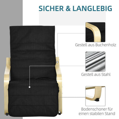 Relaxfauteuil – Verstelbare Fauteuil – Lounge Chair – Relaxstoel – Stoel Met Voetensteun – Stevig Frame – Zachte Bekleding – Compact Formaat – Zwart-Gouden Design
