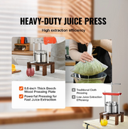 Handmatige fruitpers - 2L - Sapcentrifuge - Roestvrij Staal - Fruit Tinctuur Wijn Olijven Pers Keukenmachine - Zilver