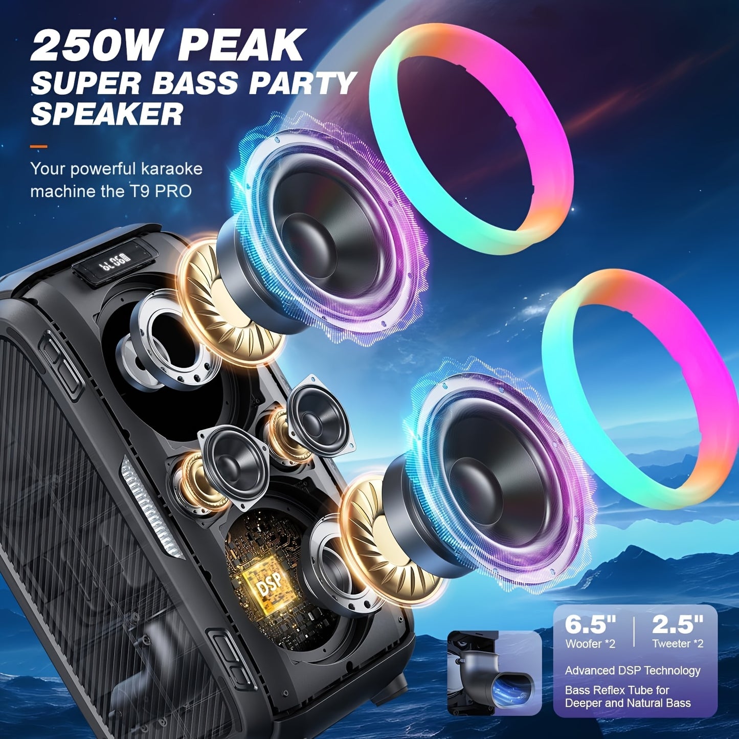 Draadloze Speaker – Bluetooth Luidspreker – Portable Subwoofer – Outdoor Speaker – Stereo Box – 200W Krachtig Geluid – 76500mAh Lange Batterijduur