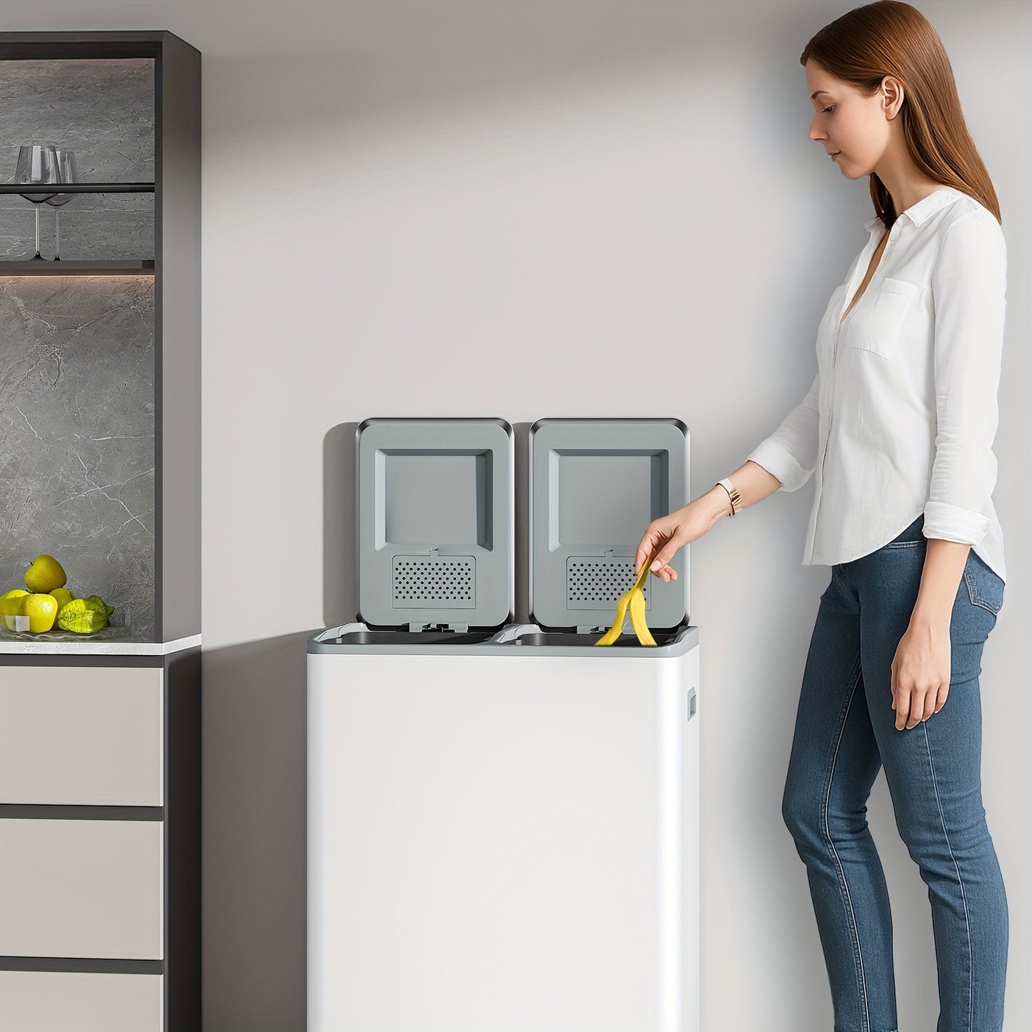 Keukenprullenbak – Afvalbak – Vuilnisemmer – Afvalcontainer – Prullenbak met pedaal – 60L (2x30L) – RVS – Geluidsdempende softclose – Inclusief 15 afvalzakken – Zwart