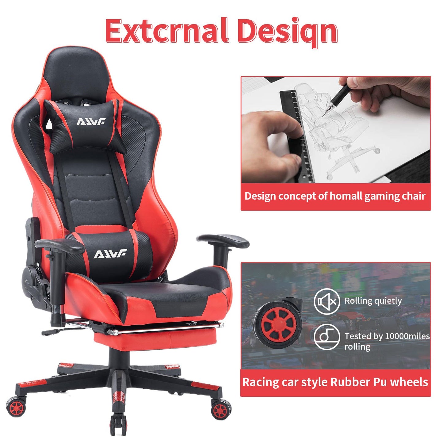 Gamestoel – Gaming Chair – Gaming Stoel – Bureaustoel – Game Stoel – Verstelbare Voetensteun – Ergonomische Rugleuning – PU Leer – Draaibaar – Met Armleuningen – Stevig Metalen Frame – Khaki/Wit