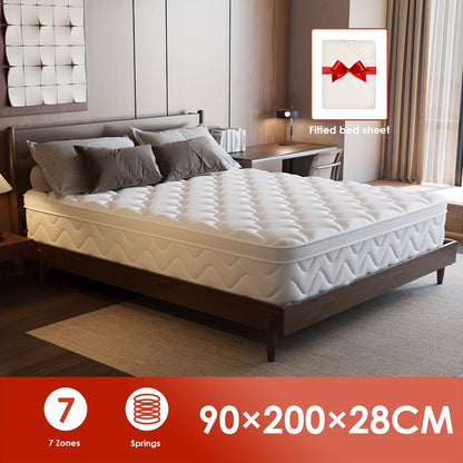 Matras – Pocketveringmatras – Tweepersoonsmatras – 7-zone Matras – Orthopedisch Matras – 90x200 of 140x200 cm – 25 cm Hoogte – Medium Stevig (H3)