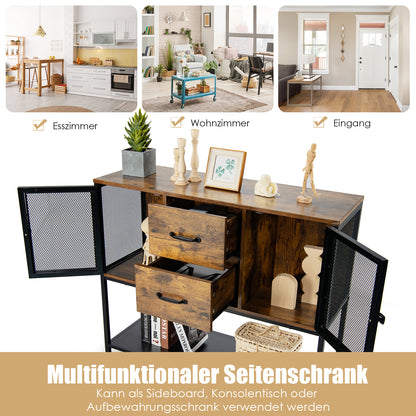 Dressoir – Ladekast – Opbergkast – TV-Meubel – Woonkamerkast – Industrieel Design – Hout En Zwart Staal – 100x35x85 cm