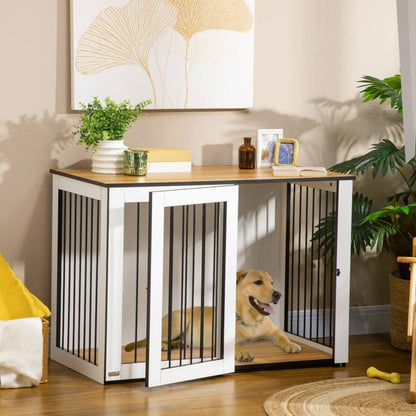 Hondenbench – Hondenkooi – Hondenkennel – Reisbench – Bench Voor Middelgrote Honden – Donker Walnoot Design – Stevig Met Slot – Ruim 106x60x76 cm