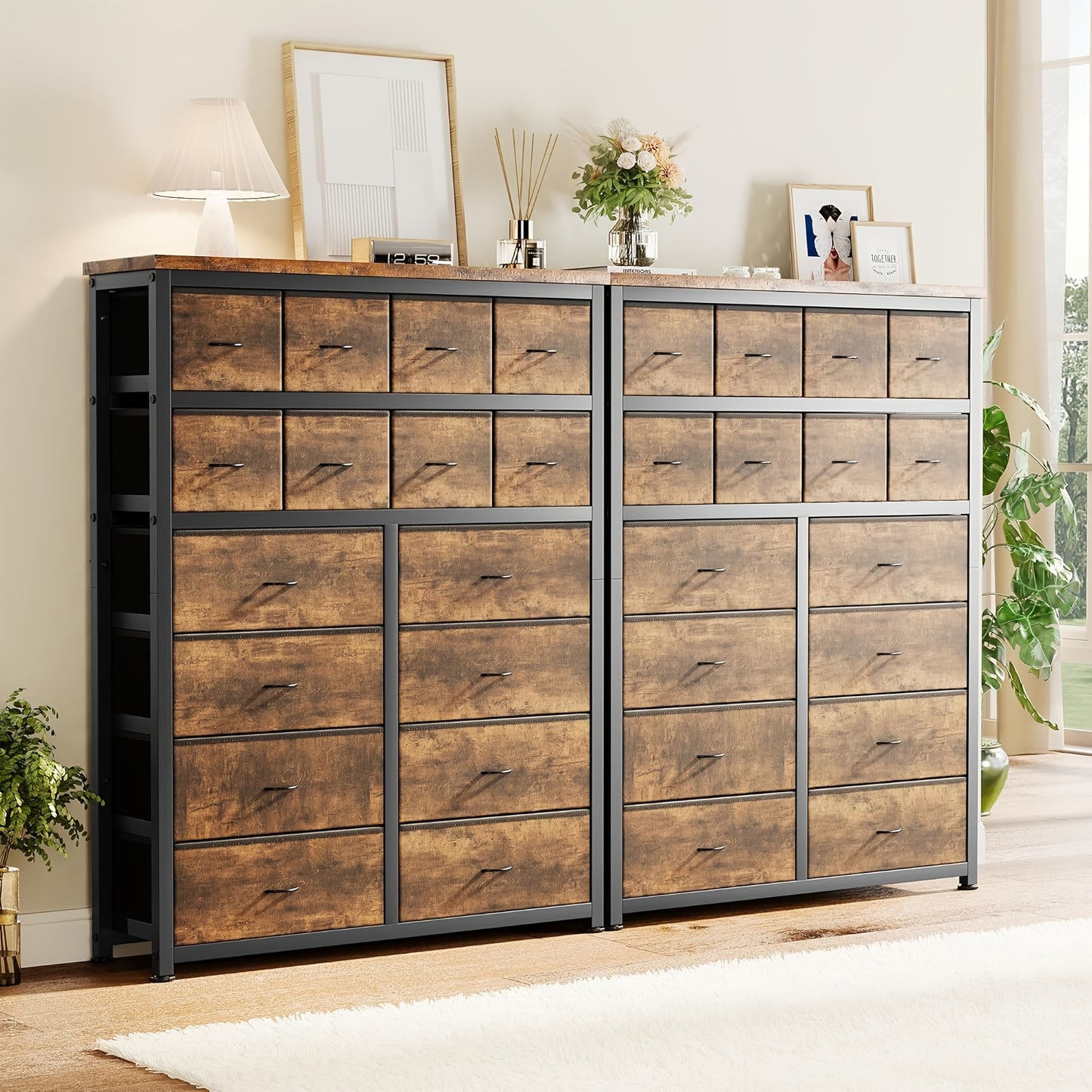 Ladeblok – Ladekast – Rolcontainer – Bureaukast – Archiefkast – 16 Lades – Stalen Frame met Houten Bovenblad – Compact 81x41x69 cm