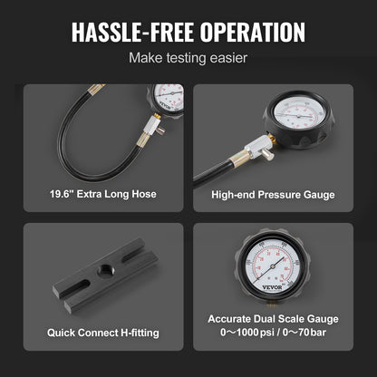 Compressiemeter – Compressietester – Compressie Tester – Cilinderdrukmeter – Drukmeter – 18 Adapters – 0-70 Bar Manometer