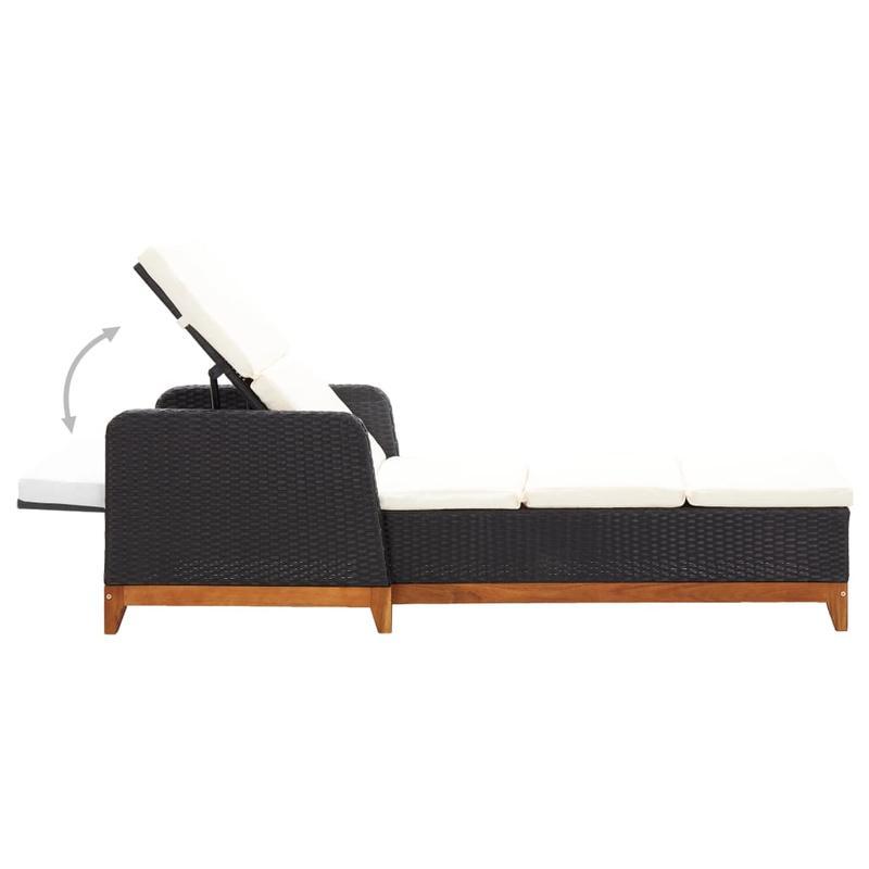 Loungestoel Buiten – Tuinstoel – Patio Stoel – Relaxstoel – Ligstoel – Zwart – Ergonomisch Ontwerp – Acacia Houten Poten