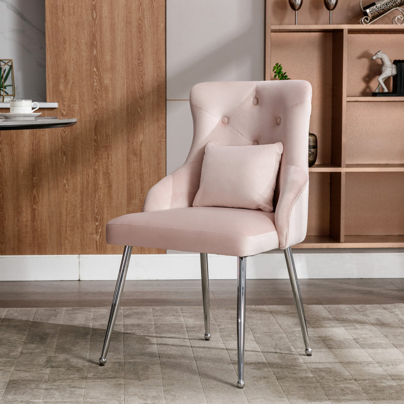 Eetkamerstoelen – Stoelen – Zitmeubels – Dining Chairs – Eettafel Stoelen – Set Van 4 – Roze Velvet Bekleding – Met Metalen Poten – Gepolsterde Armleuningen – Ergonomisch Design