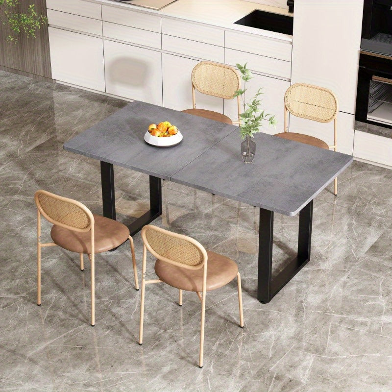 2-delige Eetkamerstoel Set – Moderne Stoel – Rattan Stoel – Leunstoel – Design Stoel – Metalen Poten – Stevig & Comfortabel – Bruin