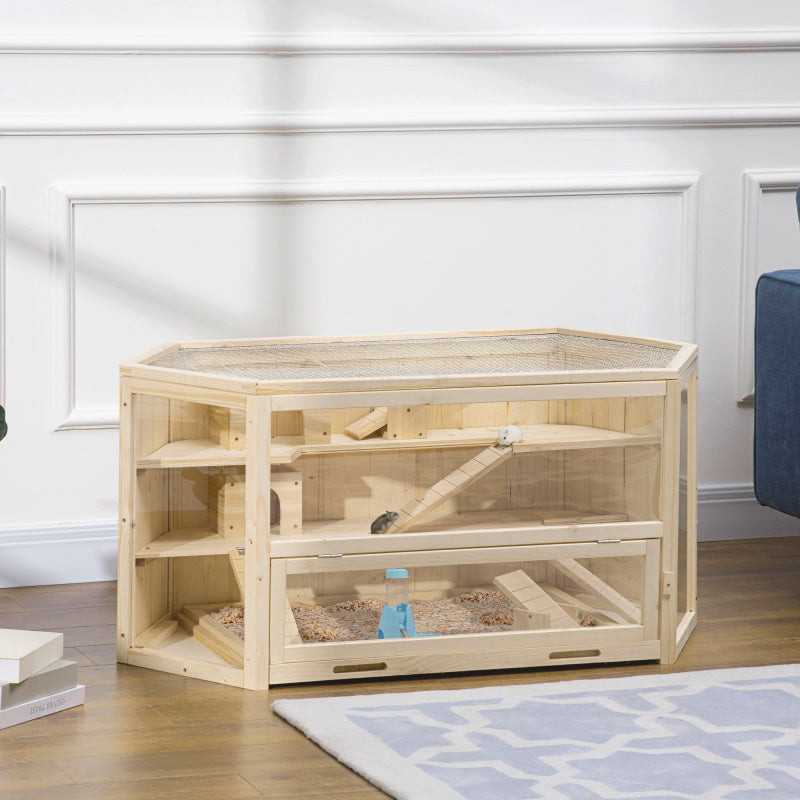 Hamstercage – Knaagdierkooi – Hamsterkooi – Knaagdierenhok – Huisje Voor Kleine Dieren – Compact Formaat – Met Loopplank En Wip