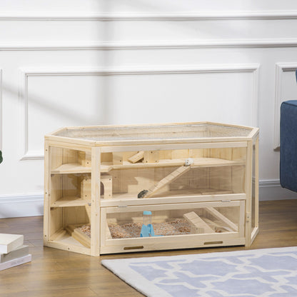 Hamstercage – Knaagdierkooi – Hamsterkooi – Knaagdierenhok – Huisje Voor Kleine Dieren – Compact Formaat – Met Loopplank En Wip