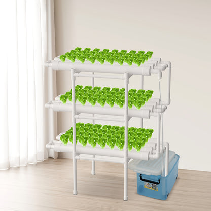 Hydroponicsysteem – Hydrocultuursysteem – Kweekset – Plantenbak – Hydrocultuur Rek – 108 Plantplaatsen – 3 Lagen – PVC-U Kunststof – Automatisch Watersysteem