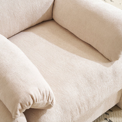 Loungechair – Fauteuil – Zitzak – Accentstoel – Relaxstoel – Oversized Design – Chenille Stof – Gepolsterde Armleuningen – Eenvoudige Montage – Wit