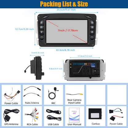 Android 15 Auto Multimedia Speler – Android Car Radio – Auto Media Player – Touchscreen Navigatie Systeem – Auto Entertainment Unit – 7-Inch HD Scherm – 8-Core Processor 4GB RAM 64GB Opslag – Wireless CarPlay & Android Auto