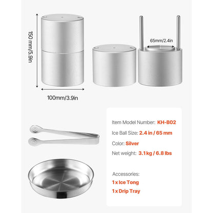Ijsballenmaker – Ijsbalmaker – Ijsblokjesvorm – IJsdiamantpers – Ijspers – 6 cm Diamanten Vorm – Aluminium Luchtvaartkwaliteit