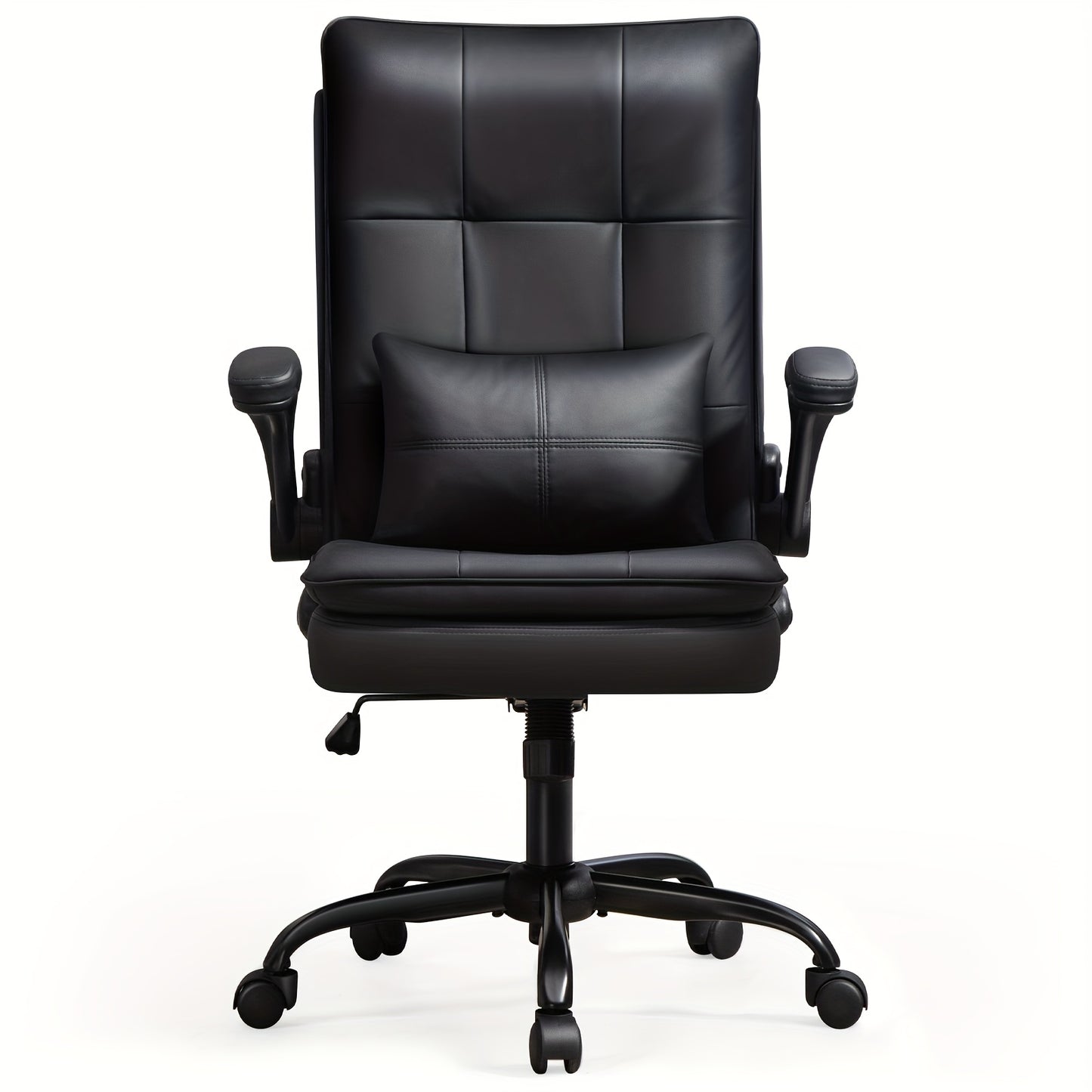 Bureaustoel – Ergonomische Stoel – Kantoorstoel – Draaistoel – Executive Chair – Verstelbare Hoogte – Opklapbare Armleuningen – Dubbel Gevoerde Rugleuning – Belastbaar Tot 150kg – Zwart