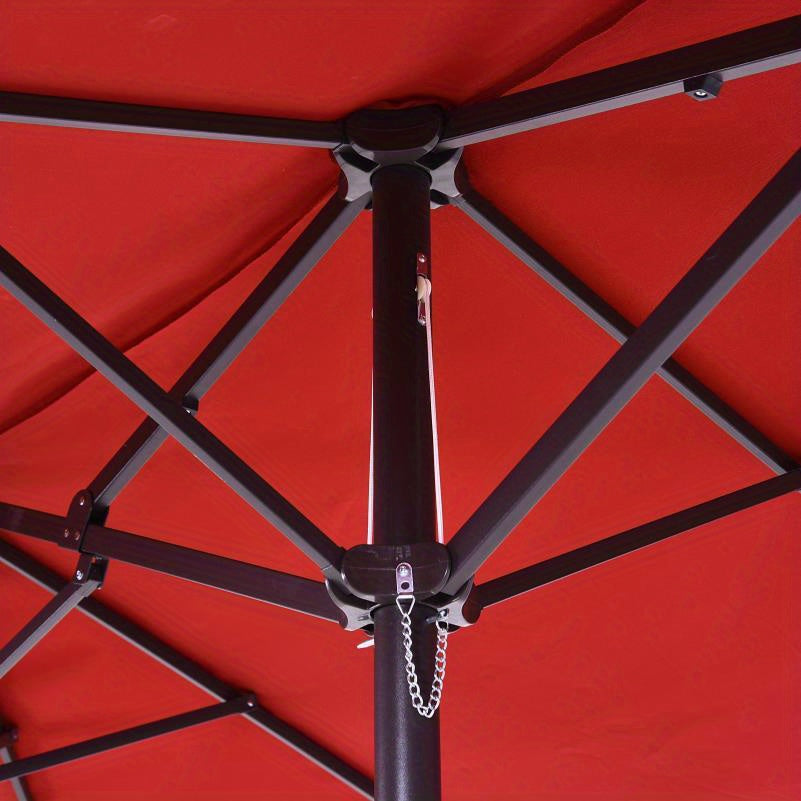Parasol – Zonnescherm – Tuinparasol – Terrasparasol – Buitenparasol – Extra Groot 455x270 cm – Handmatige Kurk Bediening – Duurzaam & Stabiel Frame – Rood Rechthoekig/Ovaal