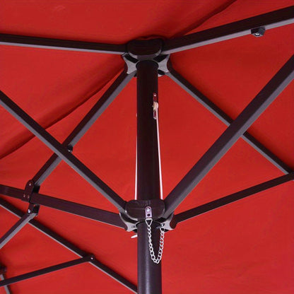 Parasol – Zonnescherm – Tuinparasol – Terrasparasol – Buitenparasol – Extra Groot 455x270 cm – Handmatige Kurk Bediening – Duurzaam & Stabiel Frame – Rood Rechthoekig/Ovaal