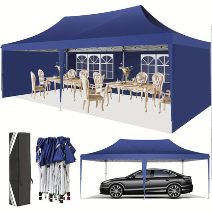 Partytent – Feesttent – Tuintent – Paviljoen – Overkapping – 10x20 ft – UV50+ Bescherming – 6 Zijwanden – Verstelbare Hoogte – Draagtas – Waterbestendig