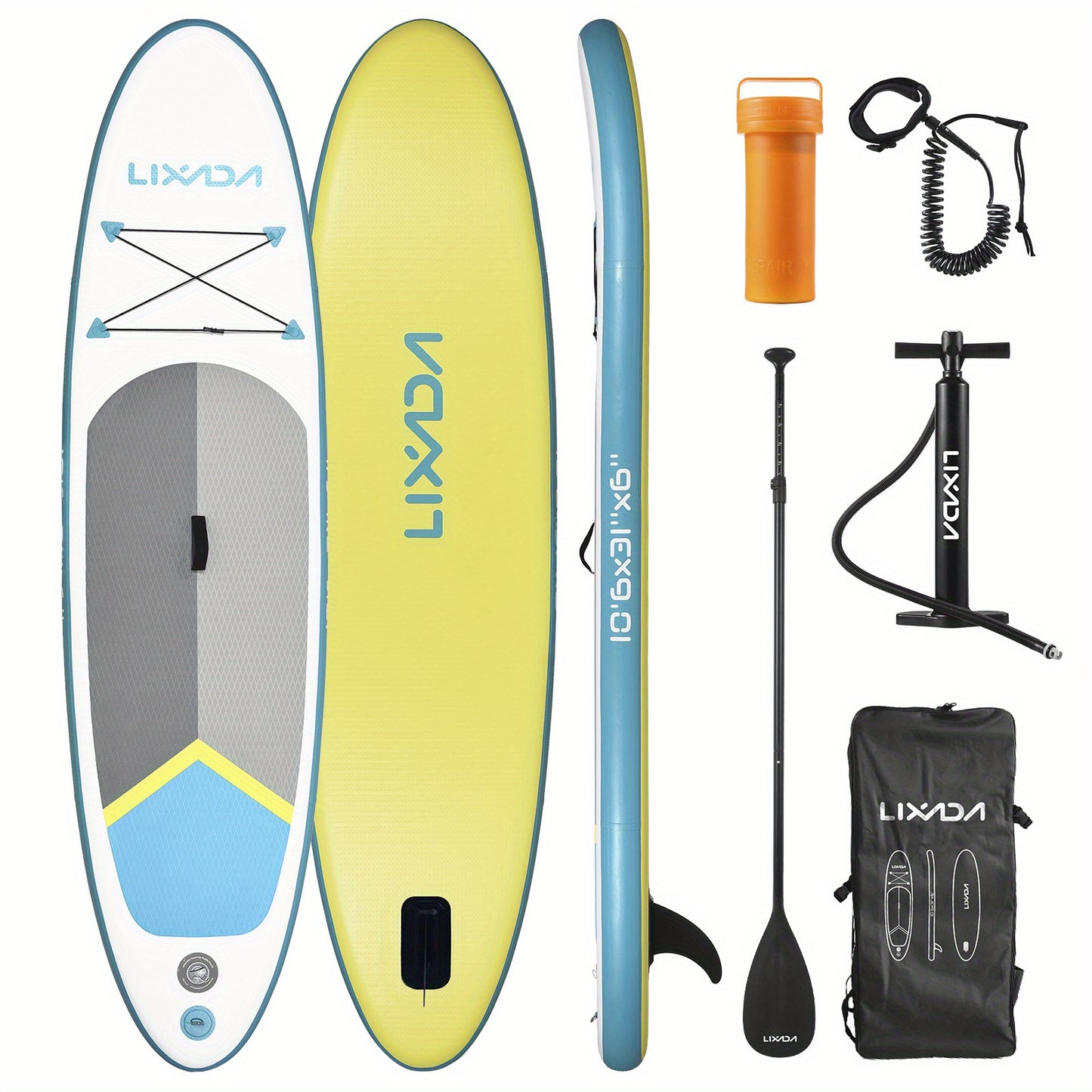 Opblaasbaar Paddleboard – Stand Up Paddle – SUP Board – Surfboard – Watersportplank – Groen – Stevig 15 cm Dik PVC – Inclusief Verstelbare Peddel en Draagrugzak