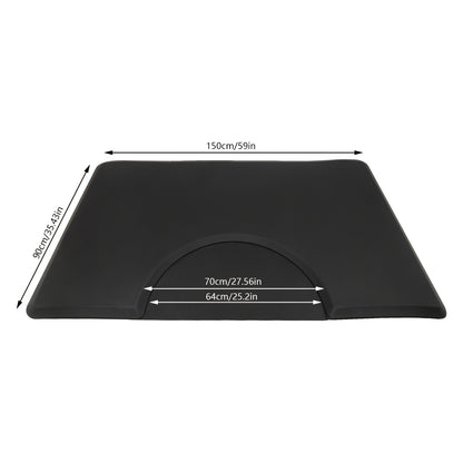 Salon Vloermat – Beauty Mat – Stoelmat – Barber Mat – Haarstylist Mat – Zwart PU+PVC – Extra Dik 18mm – Antislip Veiligheidsrand