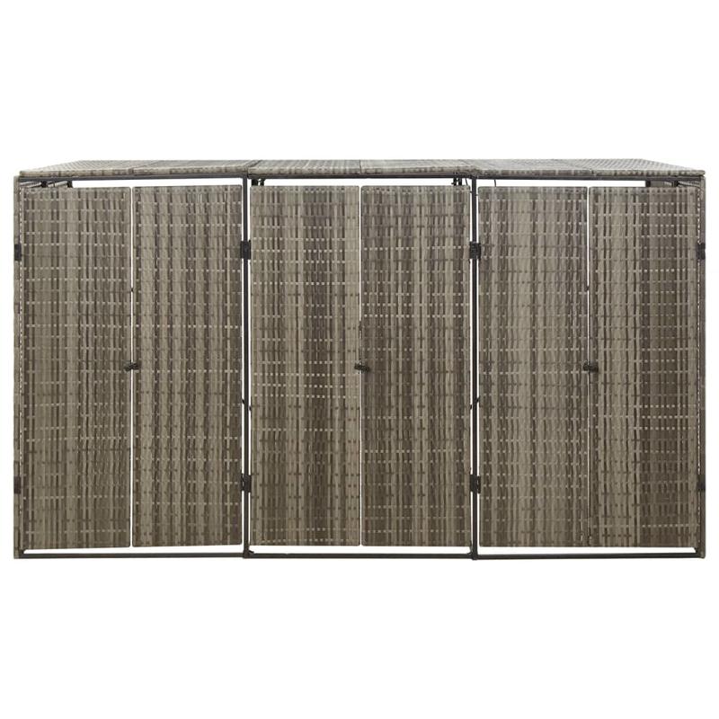 Afvalbak Buiten – Buitenprullenbak – Afvalton – Vuilnisbak – Afvalemmer – 3 Ton Capaciteit – Weerbestendig PE-Rattan & Staal – 207x80x117 cm