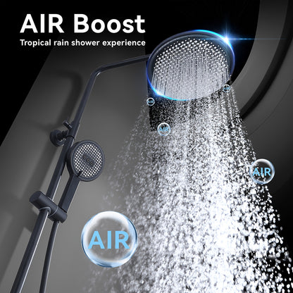 Doucheset – Douche Set – Regendouche – Handdouche – Douchekraan – Constante Temperatuur 38°C – 25 cm Regendouchekop Zwart