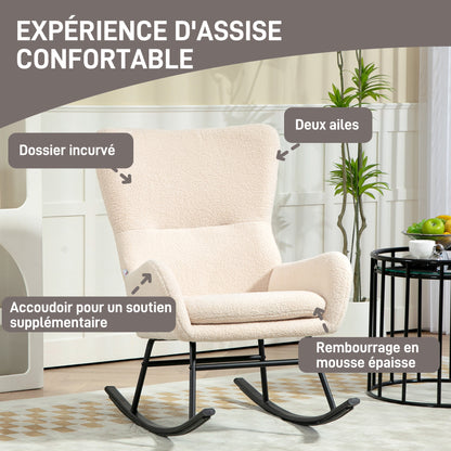 Schommelstoel – Relaxstoel – Fauteuil – Loungestoel – Voedingsstoel – 10 cm Dikke Foam Zitting – Gebogen Stalen Poten