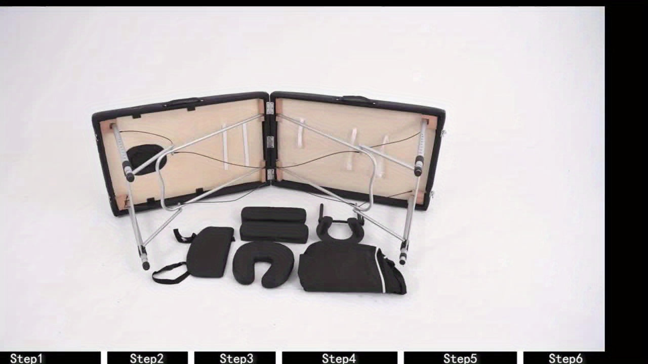 Foldable Professional Massage Bed with Headrest, Side Bolsters And Storage Shelf, Supporting Up to 130kg. Portable Spa Salon Bed Featuring Facial Support And Breathable Design. Portable Heavy-duty Massage Bed, Beauty Bed, Lig