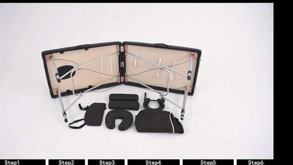 Foldable Professional Massage Bed with Headrest, Side Bolsters And Storage Shelf, Supporting Up to 130kg. Portable Spa Salon Bed Featuring Facial Support And Breathable Design. Portable Heavy-duty Massage Bed, Beauty Bed, Lig