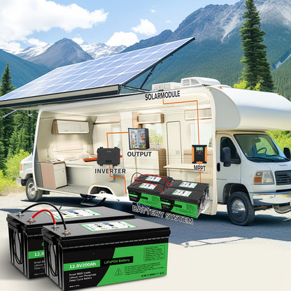 12V 200Ah LiFePO4 Accu – Lithium Accu – Loodaccu Vervanger – Energieopslag Batterij – Langdurig Gebruik – 8000+ Laadcycli – Battery Management Systeem