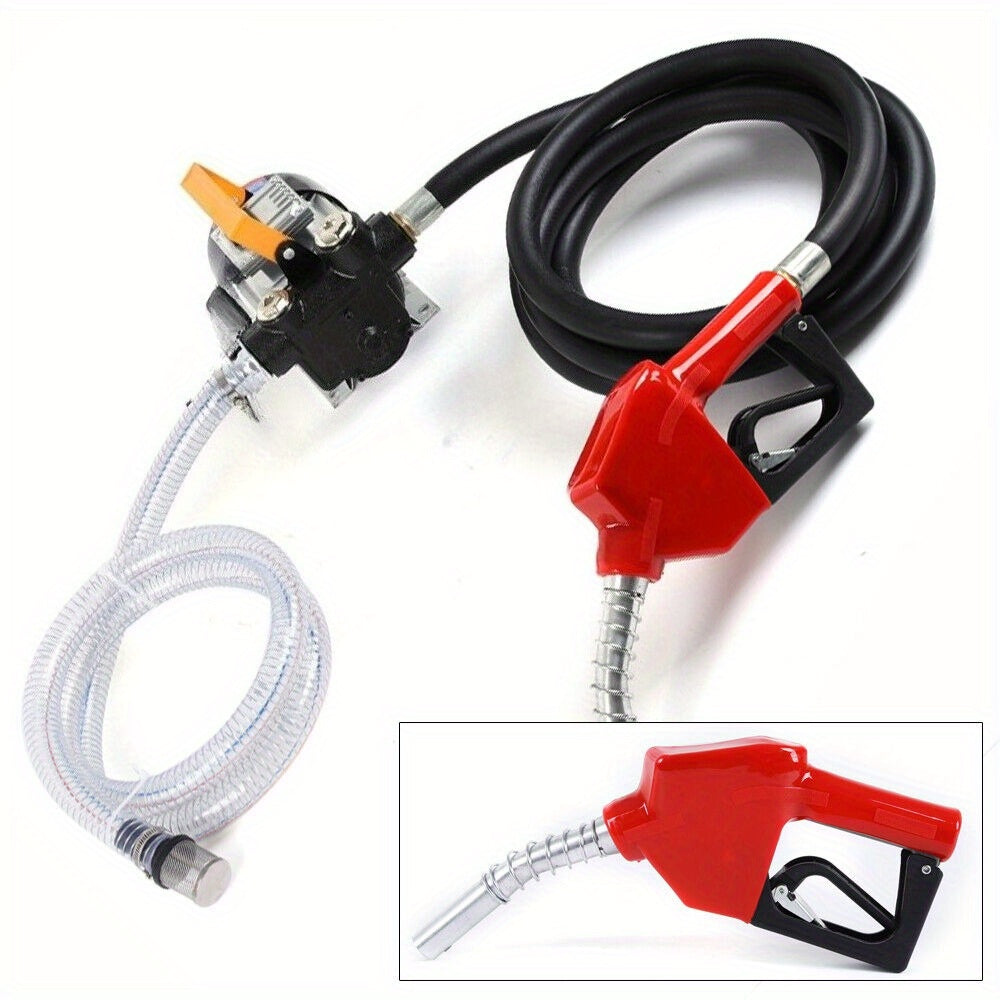 Dieselpomp – Brandstofpomp – Overhevelingspomp – Oliepomp – Hevelpomp – Zelfaanzuigend – 60L/min Doorvoersnelheid – Inclusief 2m PVC & 4m Rubberen Slangen