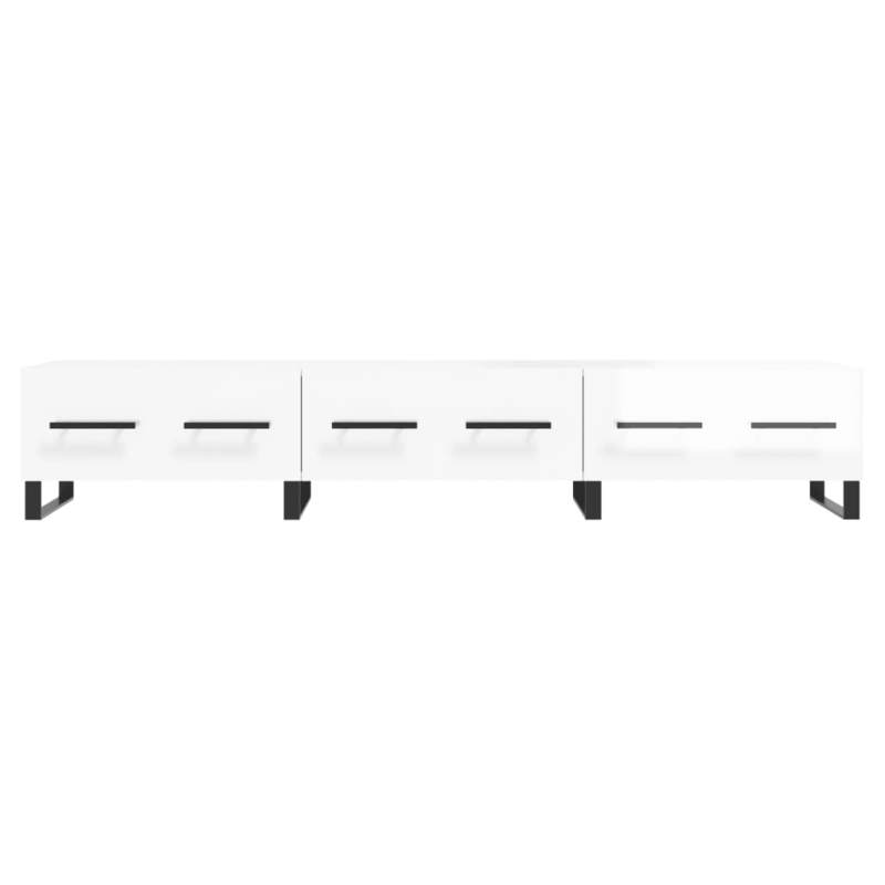 Modern TV Stand with Built-in Media Console - Heavy-Duty TV Cabinet, Space-Saving Wall-Mounted Entertainment Center, White Glossy