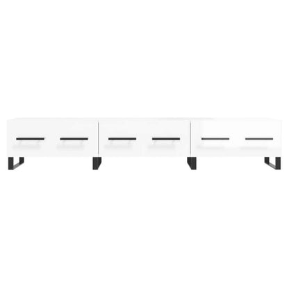 Modern TV Stand with Built-in Media Console - Heavy-Duty TV Cabinet, Space-Saving Wall-Mounted Entertainment Center, White Glossy