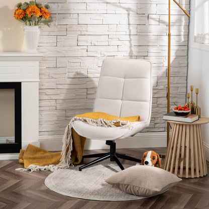 Draaifauteuil – Draaibare stoel – Relaxstoel – Bureaustoel – Fauteuil – 360° Swivel – Verstelbare Hoogte – Chenille Stof Beige 67x61x89-95 cm