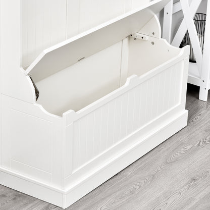 Halmeubel – Kapstok – Zitbank – Opbergmeubel – Schoenenkast – Licht Beige – 5 Dubbele Haken – Anti-Kantelbeveiliging