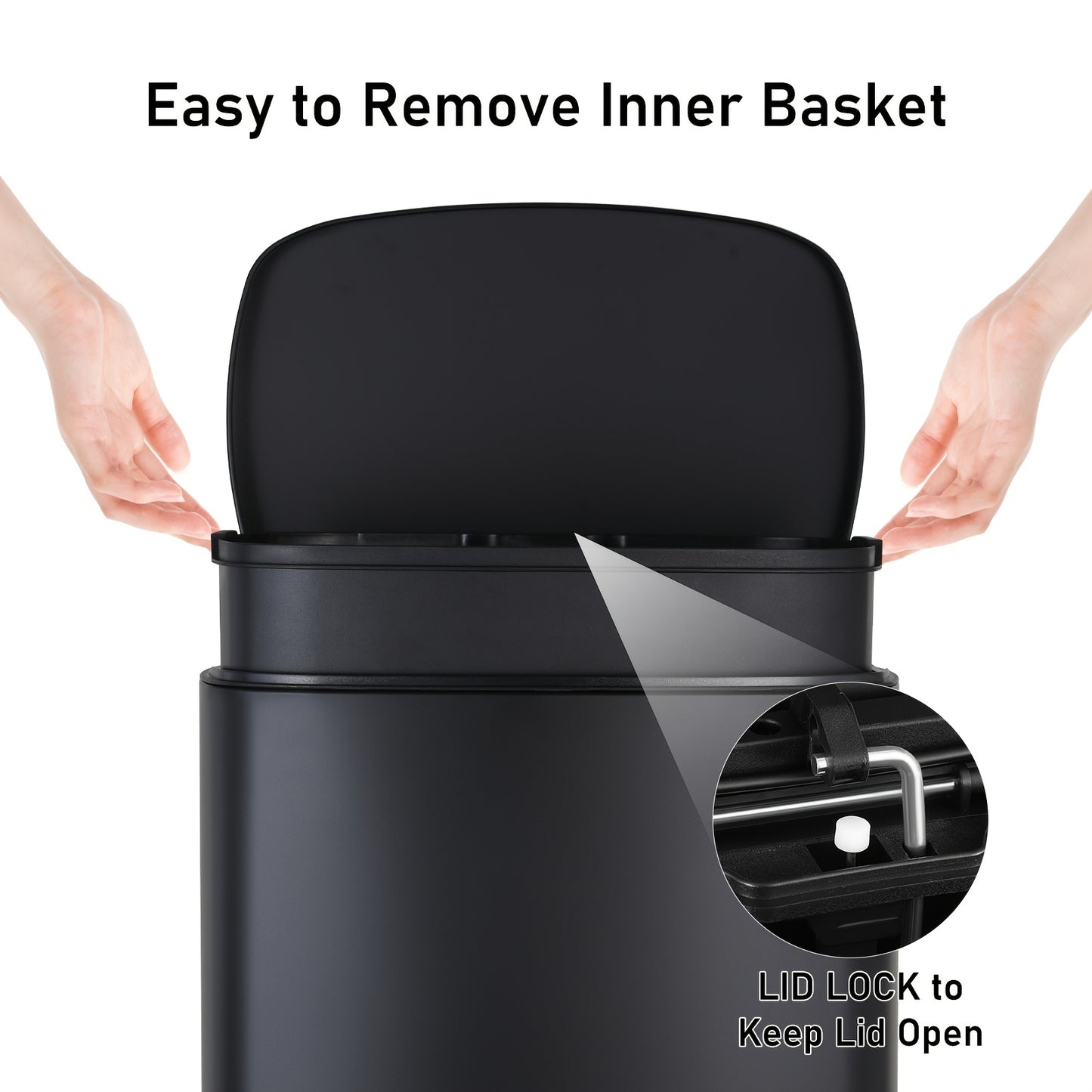 Prullenbak – Afvalbak – Vuilnisbak – Waste Bin – Afvalemmer – 55 Liter + 5L Binnenemmer – Roestvrij Staal – Voetpedaal Met Stil Sluitmechanisme – Anti-vingerafdruk Coating