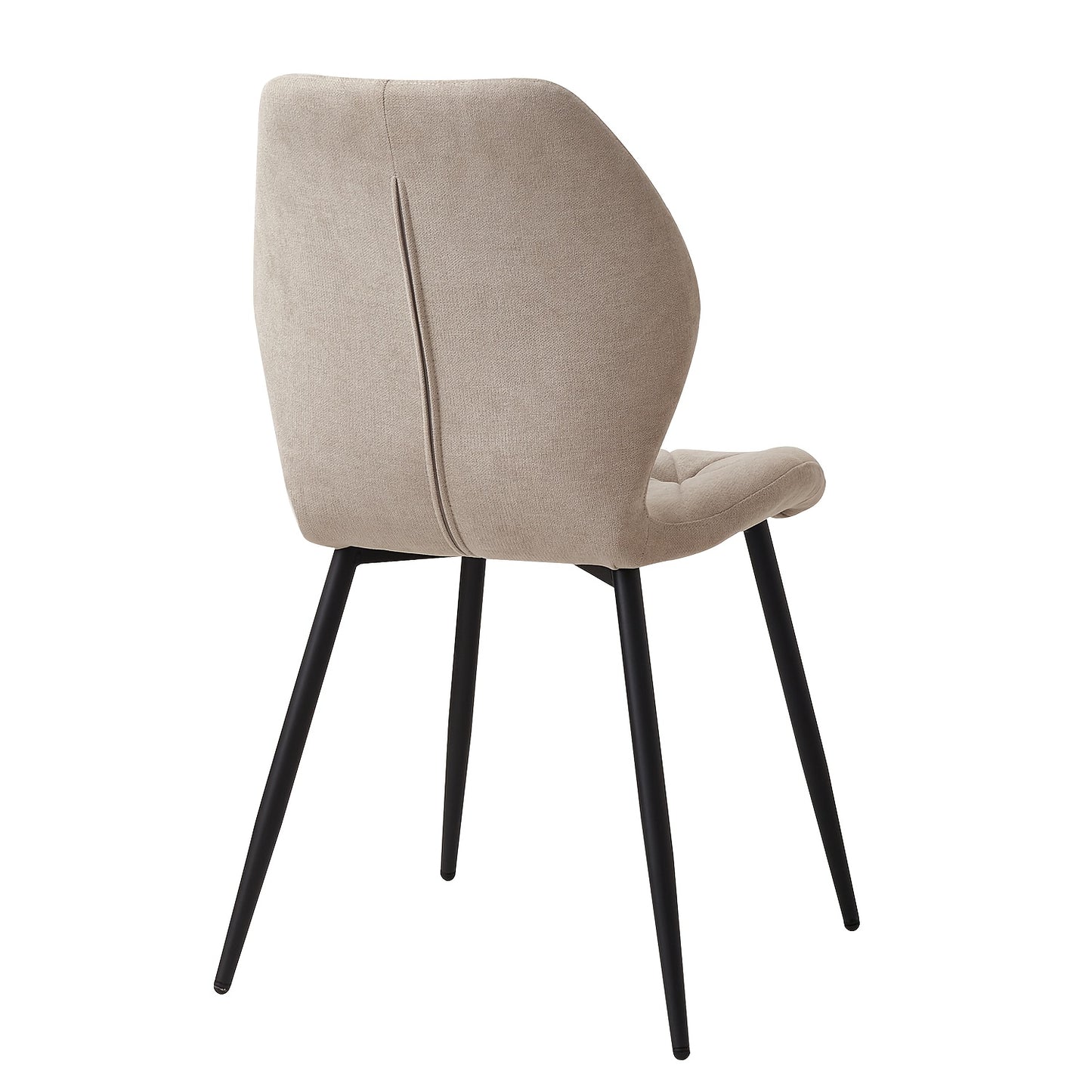 Set van 4 Eetkamerstoelen – Radar Stoelen met Linnen Bekleding en Diamantpatroon – Khaki, Zwarte Poten – Modern en Eigentijds